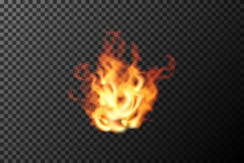 Transparent fire on black background. Stock Illustration