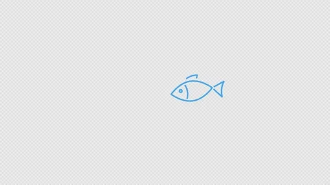 Transparent Fish Animation Motion Graphic Passing Screen Loop Vector Icon Stock Footage 247455029