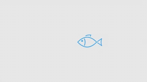 Transparent Fish Animation Motion Graphic Passing Screen Loop Vector Icon Video stock 247455030