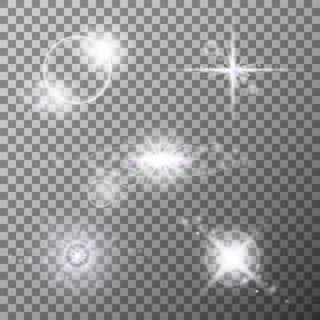 Transparent flares and light effects set. Stock Illustration