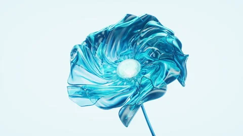 Transparent flower with soft wave petals, 3d rendering. Stock Footage 336826800