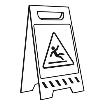 Transparent A Frame Slippery When Wet Floor Sign Vector Stock Illustration