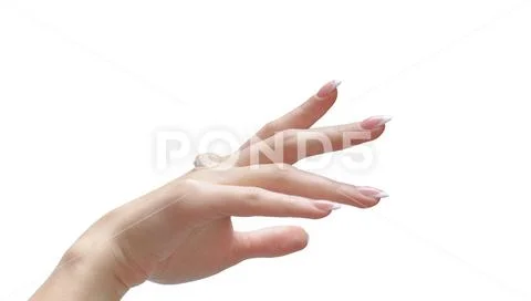 A transparent gel to apply on a female hand on white background. Stock Photos
