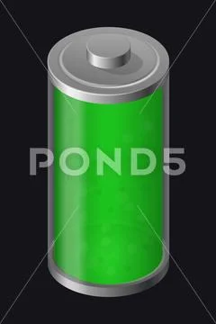 Transparent Glass Battery. Green Color Stock Illustration