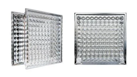 Transparent glass block for interior design.3D render Stock Illustration