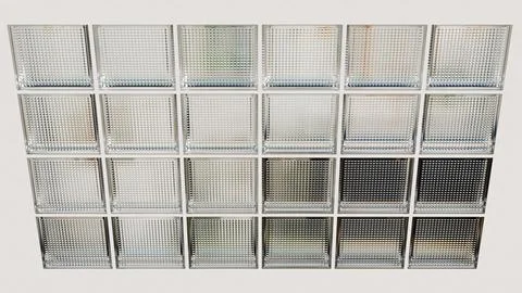Transparent glass block wall for interior design, 3D render Stock Illustration