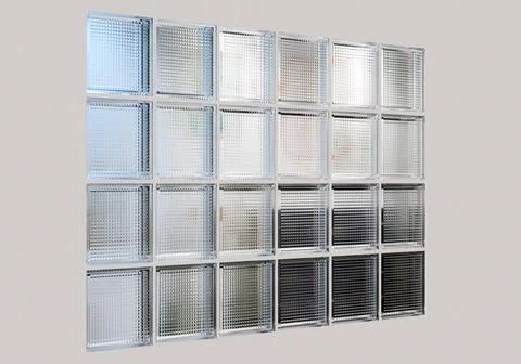 Transparent glass block wall for interior design, 3D render Stock Illustration