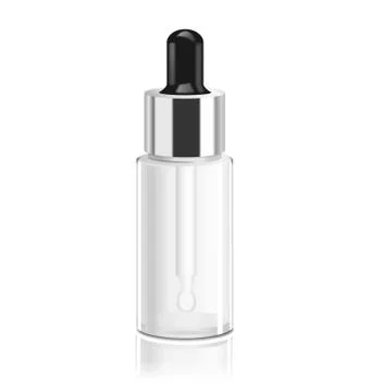 Transparent glass bottle with dropper. Vector Stock Illustration