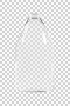 Transparent glass bottle. on an empty background. PNG Stock Photos