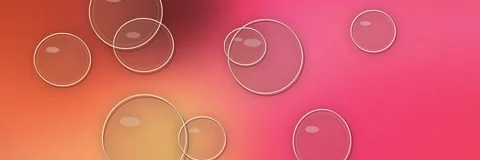 Transparent glass bubbles floating over a coral, hot pink and orange gradient, Stock Footage 340156525
