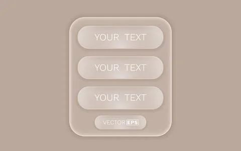 Transparent glass buttons menu, frame label, event web bar. Vector illustration Stock Illustration