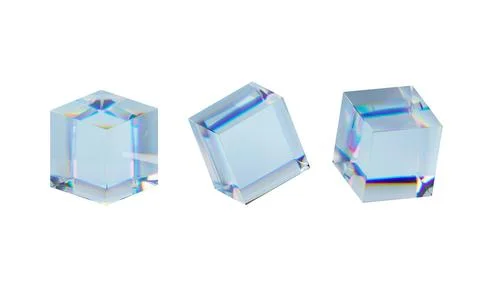 Transparent glass cube, 3d rendering. 스톡 일러스트