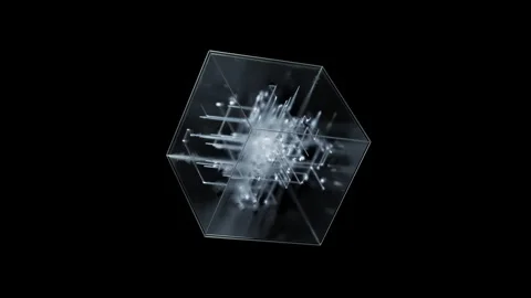 Transparent glass cube with a developing maze inside Stock Footage 302812786