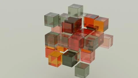 Transparent Glass Cubes in Abstract Floating Arrangement Stock Illustration