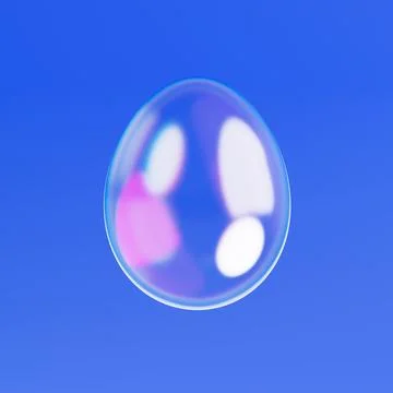 Transparent Glass Easter Egg with Iridescent Highlights. 3d Rendering Illustrazione stock
