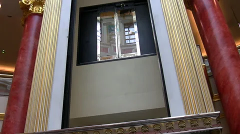 Transparent glass elevator going up 스톡 동영상 42264013