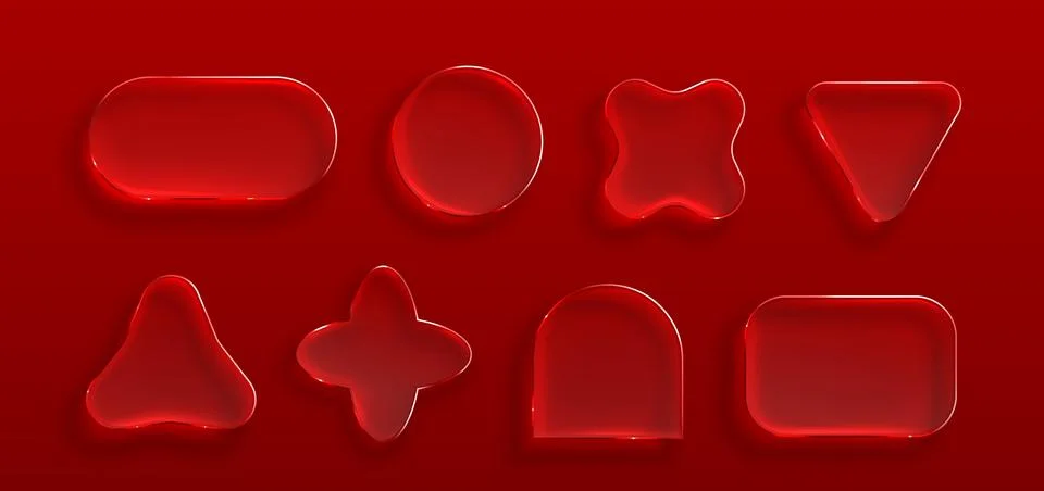 Transparent glass frames, 3D ui buttons Stockillustratie