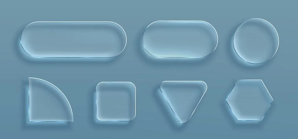 Transparent glass frames, 3D ui buttons 库存插图