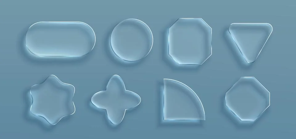 Transparent glass frames, 3D ui buttons Stockillustratie