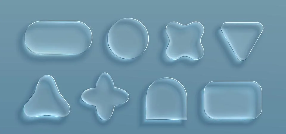 Transparent glass frames, 3D ui buttons Stockillustratie