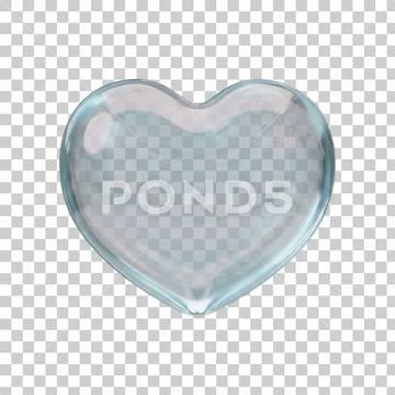 Transparent glass heart isolated on clear background. Modello PSD