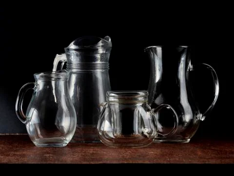 Transparent glass jars Stock Photos