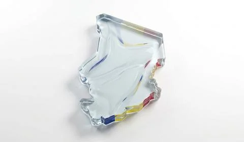 Transparent glass map of chad with a subtle national flag reflected inside it Stock Illustration