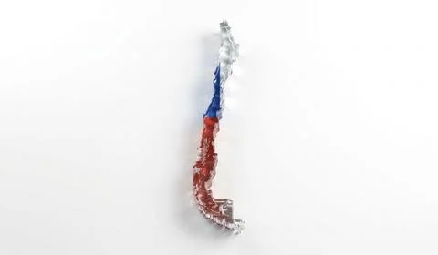 Transparent glass map of chile with a subtle national flag reflected inside i Stock Illustration