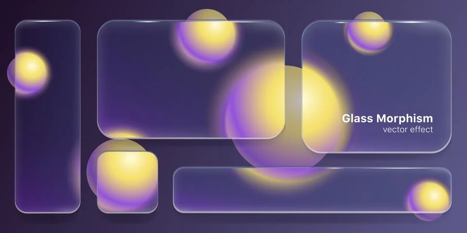 Transparent glass morphism UI elements set 库存插图