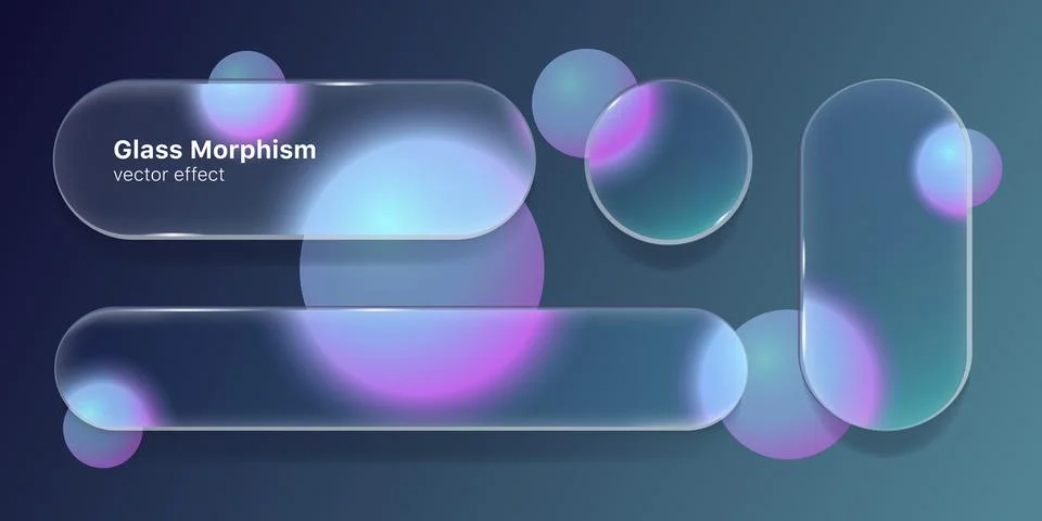 Transparent glass morphism UI elements set Stock Illustration
