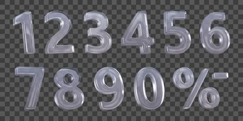 Transparent Glass Numbers on Checkered Background Stock Illustration