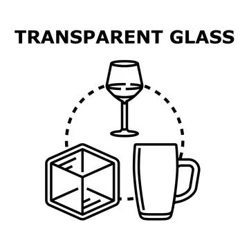 Transparent glass objects concept with various drinkware Stock Illustration