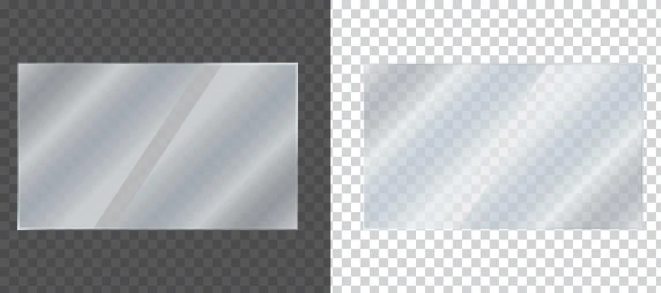 Transparent Glass Panel Overlay with Reflection Effect Rectangle Frame Stock Illustration