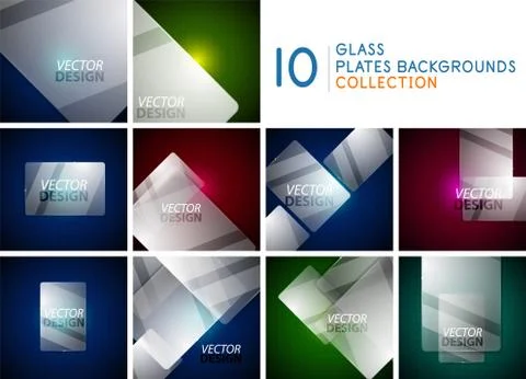 Transparent glass plate frame border background set Stock-Illustration