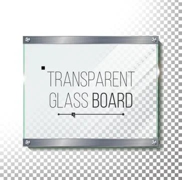 Transparent Glass Plate Mock Up Vector. Plastic Glossy Panel With Reflection Stock Illustration