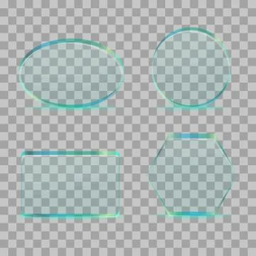 Transparent glass plates set on sample background. Vector Stock Illustration