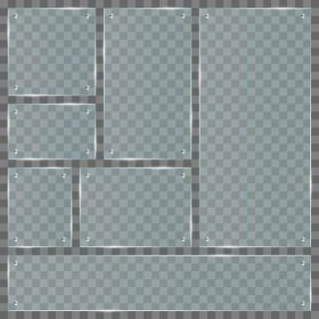 Transparent glass plates set vector illustration isolated Stock Illustration
