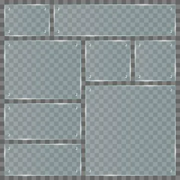 Transparent glass plates set vector illustration isolated Stock Illustration