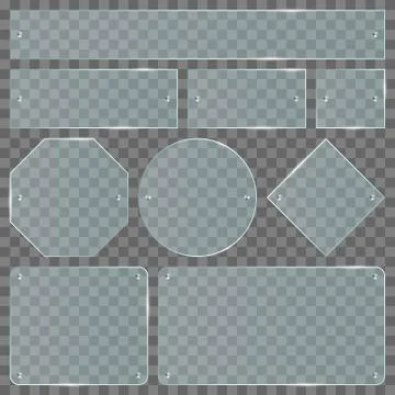 Transparent glass plates set vector illustration isolated Stock Illustration