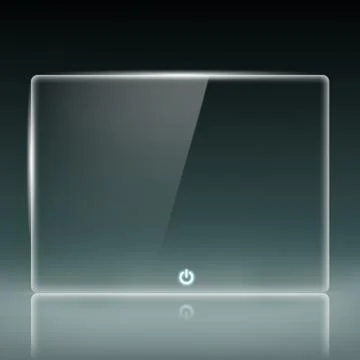 Transparent glass screen with a button 스톡 일러스트