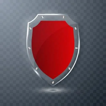 Transparent glass shield on transparent background. Vector illustration. Stock Illustration