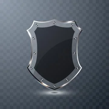 Transparent glass shield on transparent background. Vector illustration. Stock Illustration
