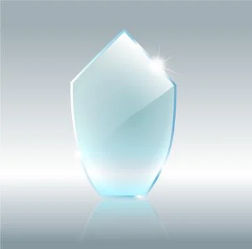 Transparent glass shield, vector illustration . Realistic 3D design. Vector Stock Illustration