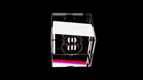 Transparent glass sphere inside transparent glass cube on a black background Stock Footage 280107459