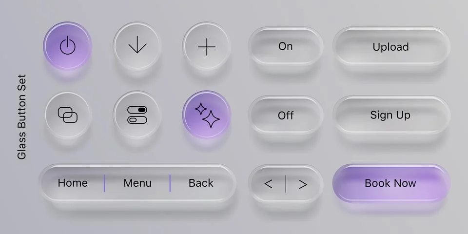 Transparent glass UI elements set on background 库存插图