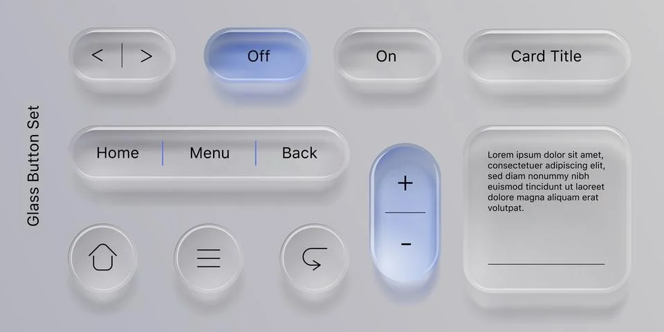 Transparent glass UI elements set on background 库存插图