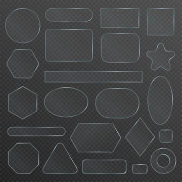 Transparent glass UI shapes vector set 스톡 일러스트