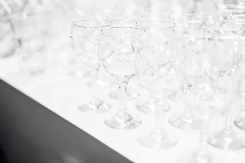 Transparent glasses in a row Stock Photos