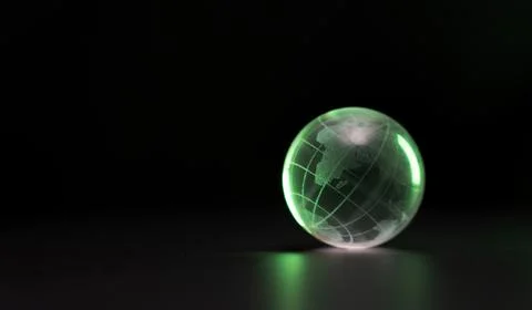 Transparent Globe with Green Light Reflection Stock Photos