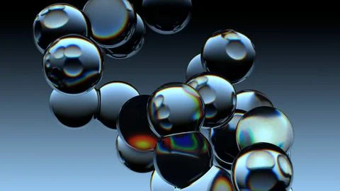Transparent, glossy spheres, with a gradient (black to light blue) background Stock Illustration